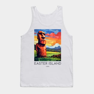 A Pop Art Travel Print of Easter Island - Chile Tank Top